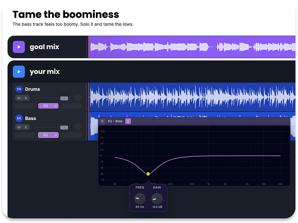 Taming low-end boominess by comparing your mix to a goal mix
